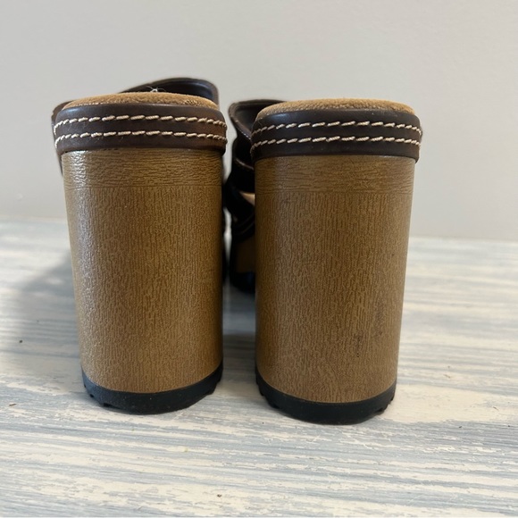 Vintage Chunky heel slide on brown Y2K 1990’s platform sandals by fashion bug - Picture 6 of 11